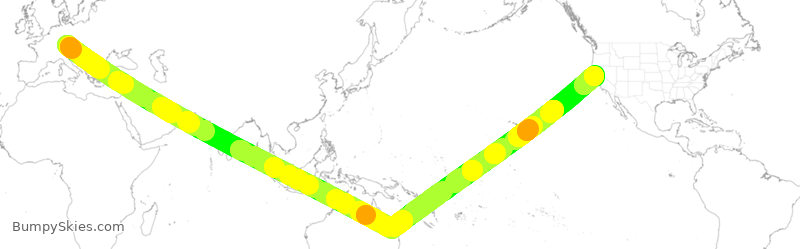 Turbulence forecast map for UAL195, DDM to SFO