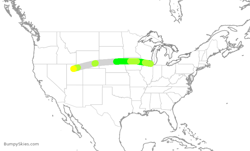 Turbulence forecast map for UAL1963, SLC to ORD