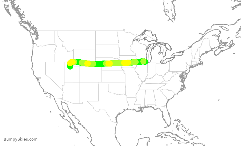 Turbulence forecast map for UAL1972, ORD to SLC