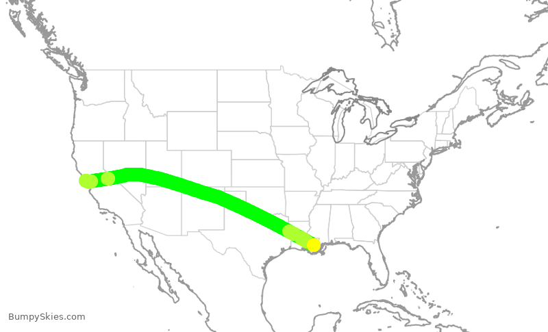 Turbulence forecast map for UAL1973, MSY to SFO