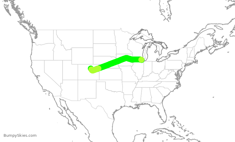 Turbulence forecast map for UAL1974, ORD to DEN