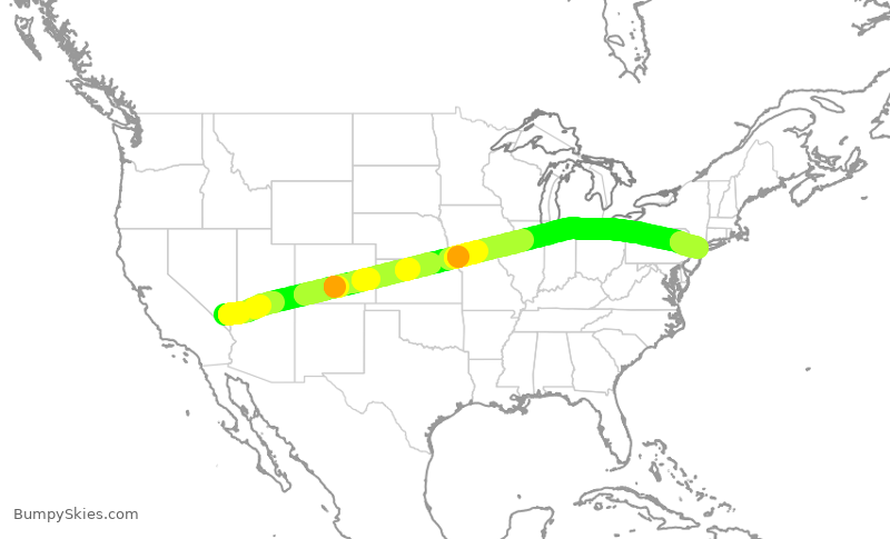 Turbulence forecast map for UAL1975, LAS to EWR