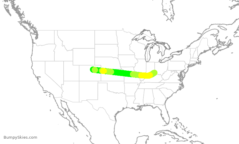 Turbulence forecast map for UAL1978, DEN to CVG