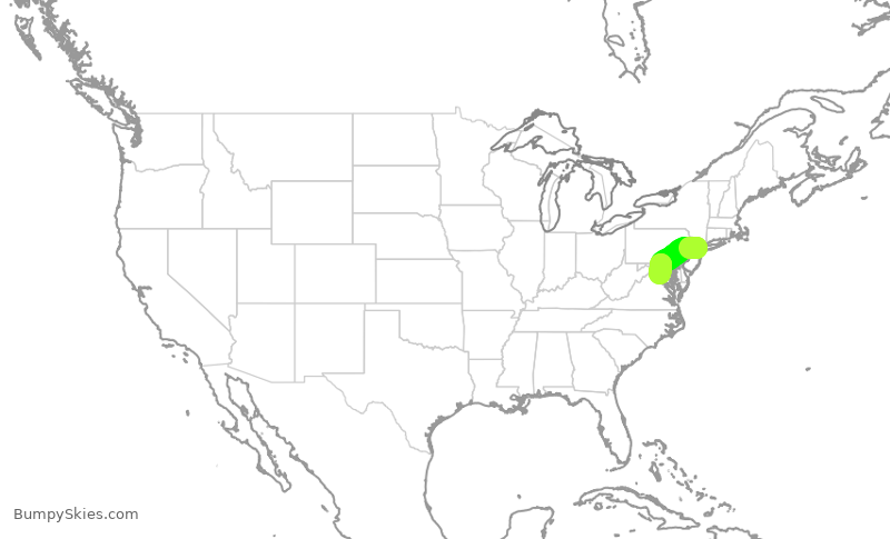 Turbulence forecast map for UAL1992, EWR to IAD