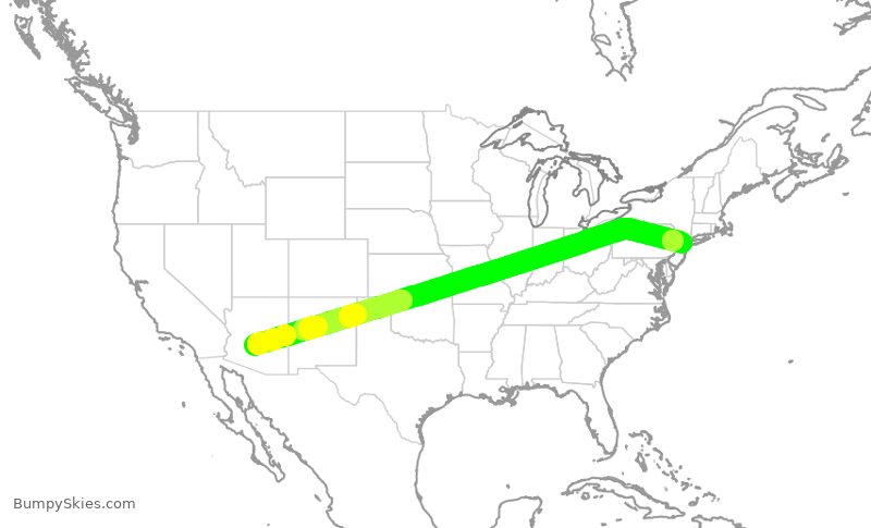 Turbulence forecast map for UAL1992, PHX to EWR