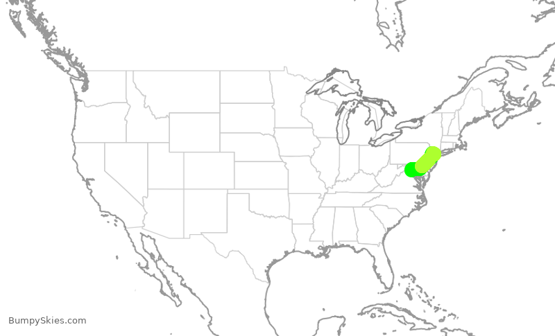 Turbulence forecast map for UAL1997, IAD to EWR