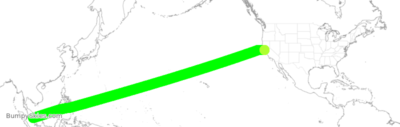 Turbulence forecast map for UAL1, SFO to SSS