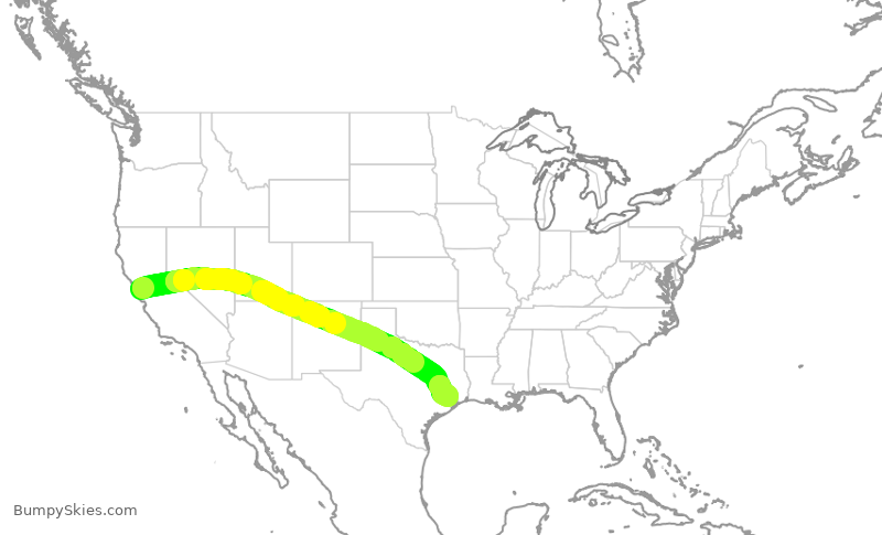 Turbulence forecast map for UAL2002, SFO to IAH