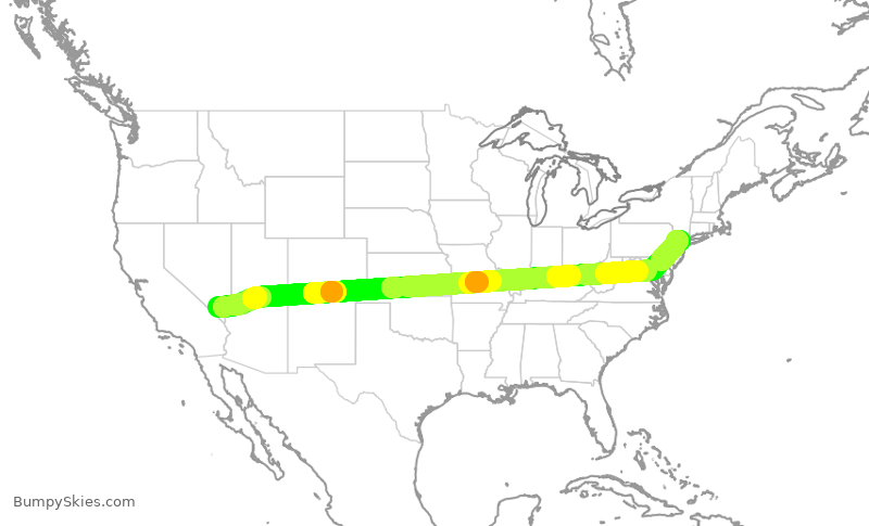 Turbulence forecast map for UAL2003, LAS to EWR