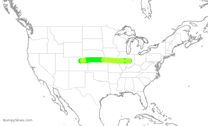 Turbulence forecast map for UAL2004, DEN to IND