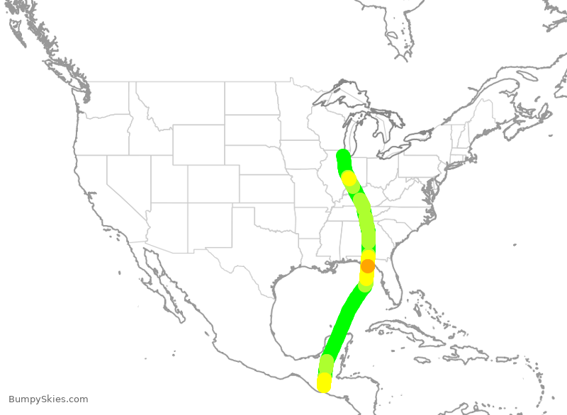 Turbulence forecast map for UAL2006, ORD to GGT