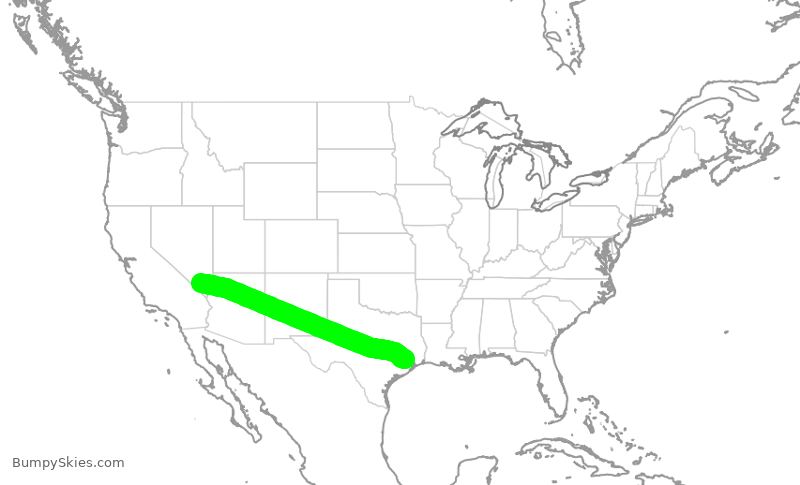 Turbulence forecast map for UAL2009, LAS to IAH
