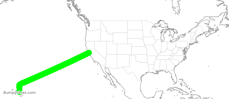 Turbulence forecast map for UAL2010, SFO to HOG