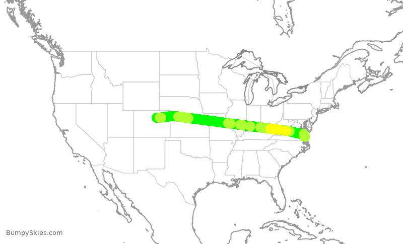 Turbulence forecast map for UAL2011, DEN to ORF