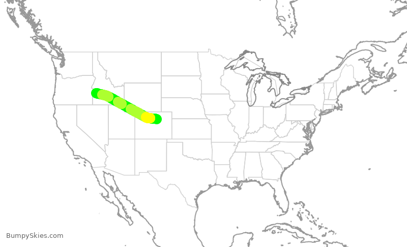 Turbulence forecast map for UAL2014, DEN to BOI