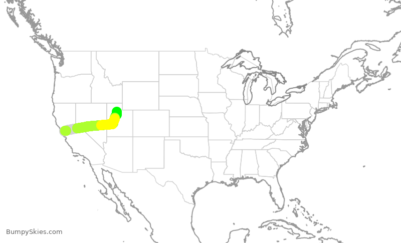 Turbulence forecast map for UAL2017, SFO to SLC
