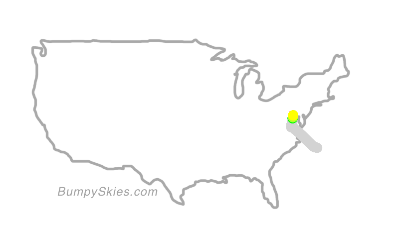 Map of continental US with illustrated flight path and turbulence forecast (described in text below)