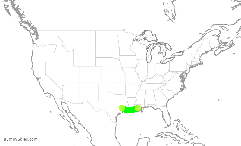 Turbulence forecast map for UAL2027, MSY to IAH