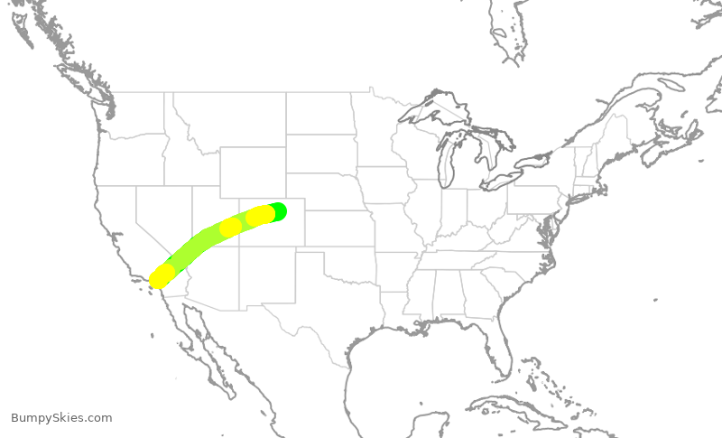 Turbulence forecast map for UAL2028, DEN to ONT