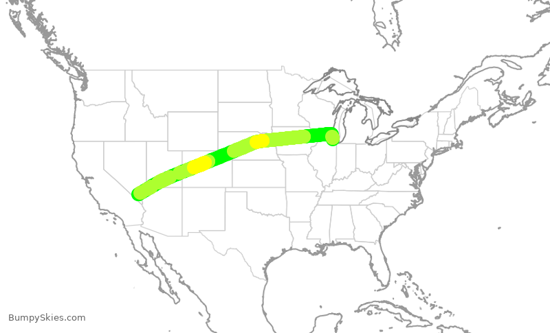 Turbulence forecast map for UAL2031, ORD to LAS