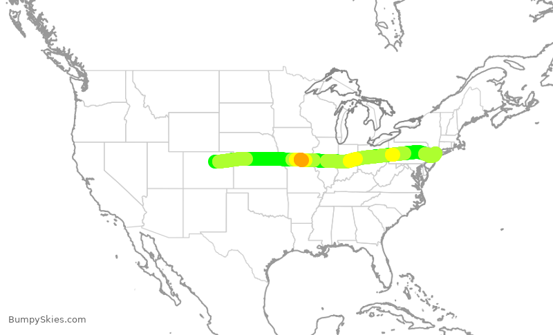 Turbulence forecast map for UAL2033, DEN to LGA
