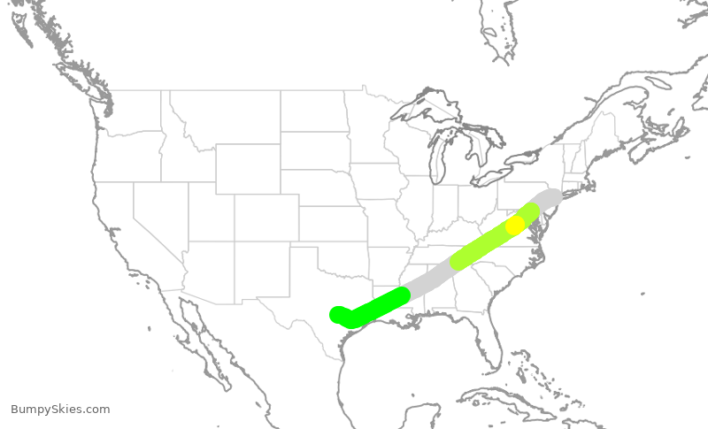 Turbulence forecast map for UAL2035, EWR to AUS