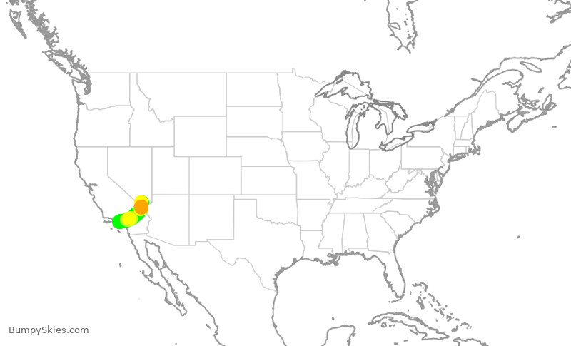 Turbulence forecast map for UAL203, LAS to LAX