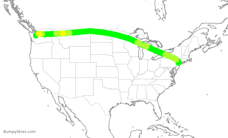 Turbulence forecast map for UAL2044, EWR to SEA