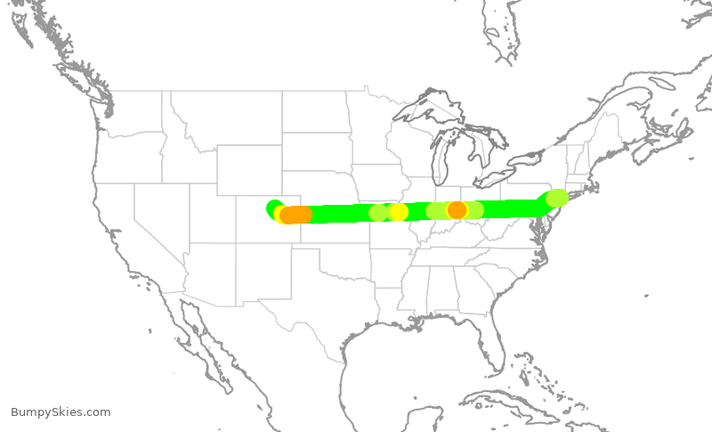 Turbulence forecast map for UAL2046, LGA to DEN