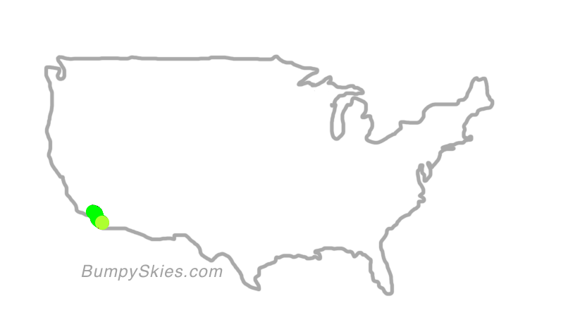 Map of continental US with illustrated flight path and turbulence forecast (described in text below)
