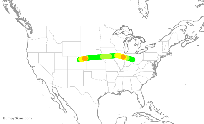 Turbulence forecast map for UAL2058, DEN to DAY