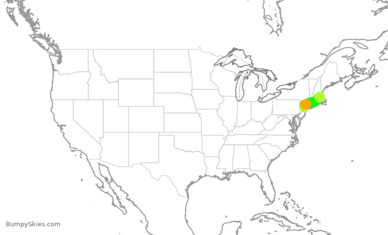 Turbulence forecast map for UAL2058, EWR to BOS