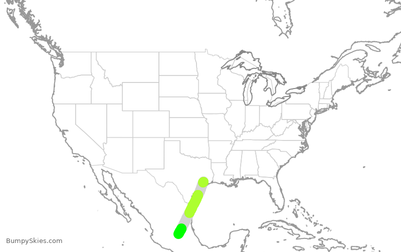 Turbulence forecast map for UAL2068, IAH to MQT