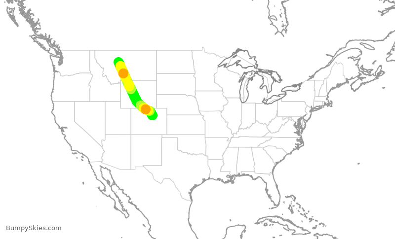 Turbulence forecast map for UAL2075, GTF to DEN