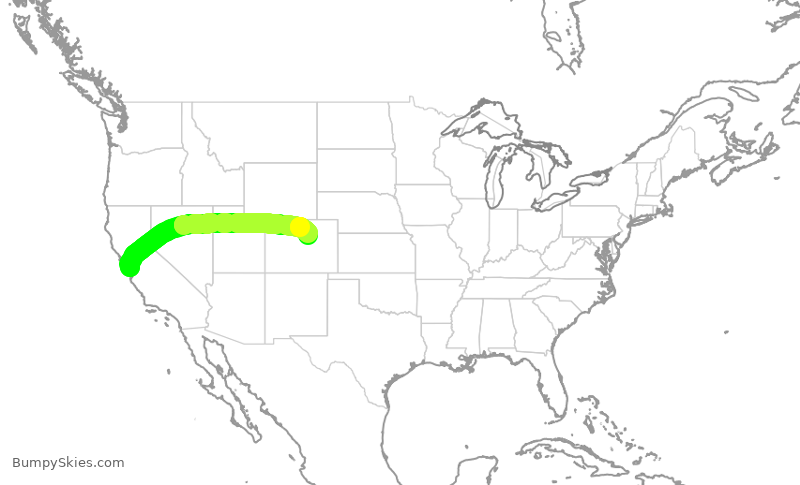 Turbulence forecast map for UAL2076, SJC to DEN