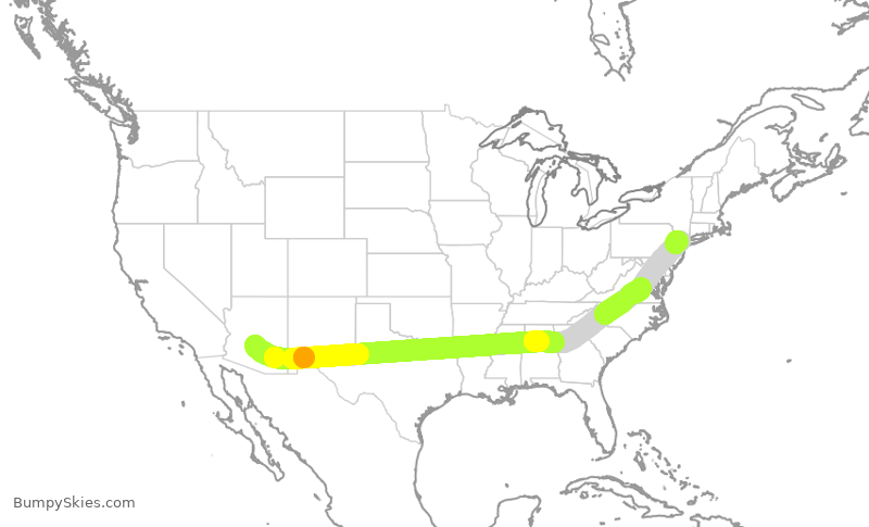 Turbulence forecast map for UAL2078, PHX to EWR