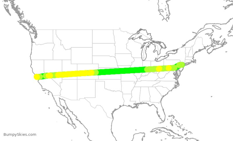 Turbulence forecast map for UAL2080, EWR to SFO