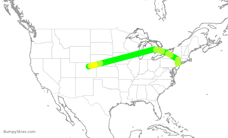 Turbulence forecast map for UAL2093, DEN to EWR