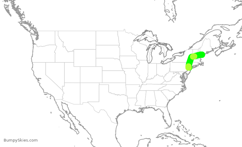 Turbulence forecast map for UAL2097, PWM to EWR
