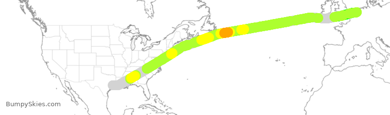 Turbulence forecast map for UAL20, IAH to AMS