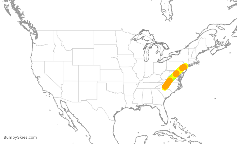 Turbulence forecast map for UAL2104, EWR to CLT