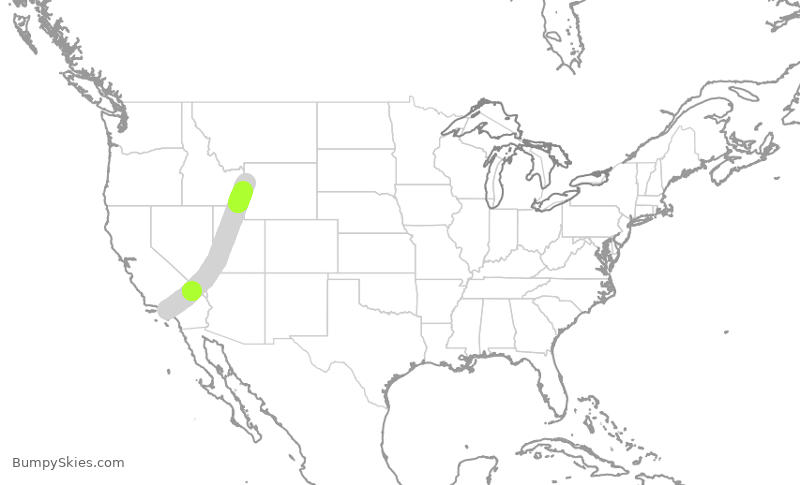 Turbulence forecast map for UAL2110, LAX to JAC