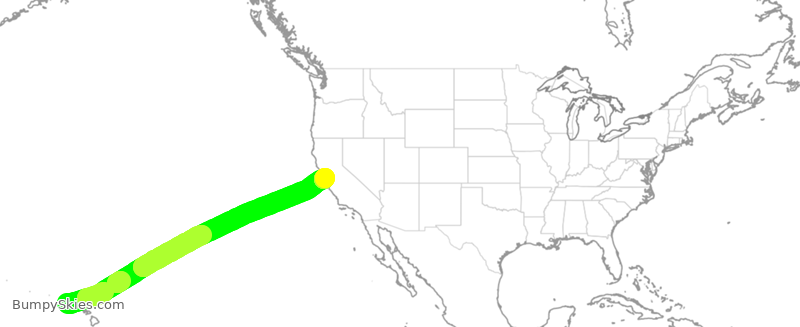 Turbulence forecast map for UAL2111, LIH to SFO