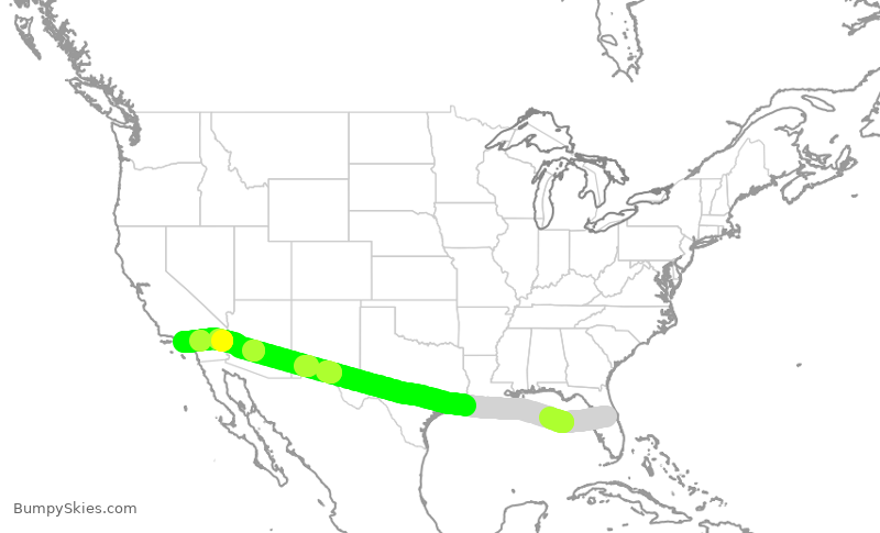 Turbulence forecast map for UAL2113, MCO to LAX