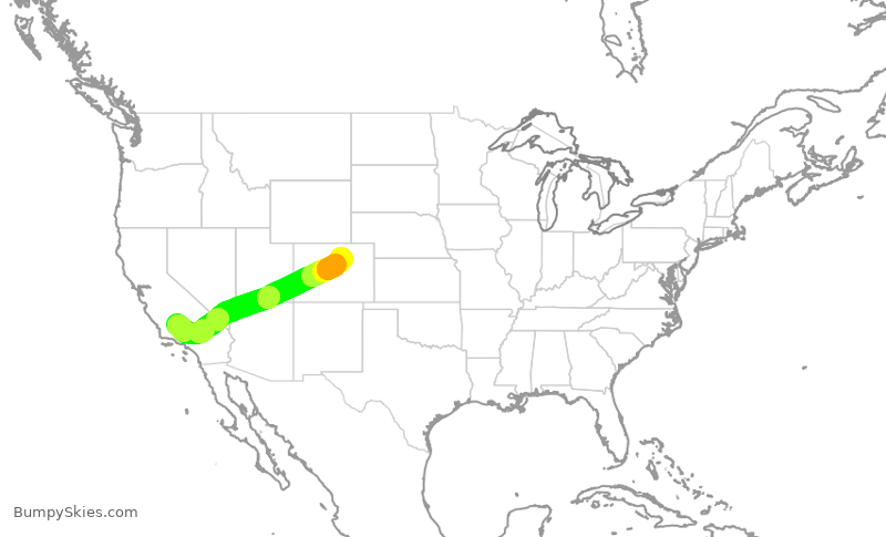 Turbulence forecast map for UAL211, BFL to DEN