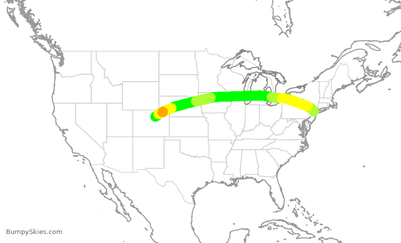 Turbulence forecast map for UAL2120, EWR to DEN
