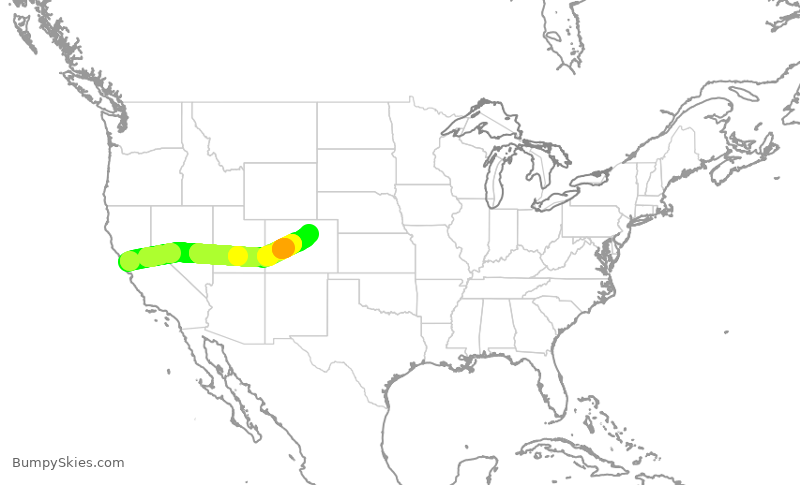 Turbulence forecast map for UAL2121, SFO to DEN