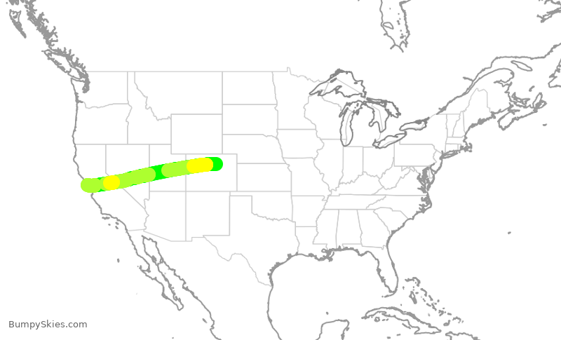 Turbulence forecast map for UAL2123, DEN to SFO
