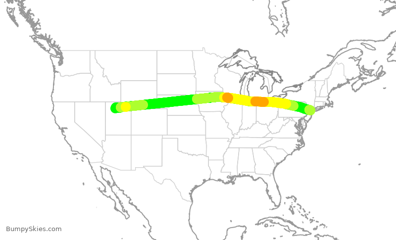 Turbulence forecast map for UAL2126, SLC to EWR