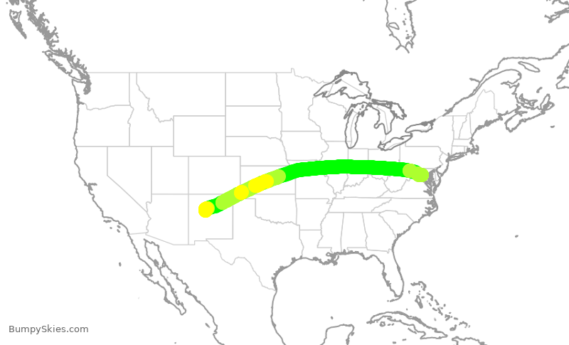 Turbulence forecast map for UAL212, ABQ to IAD